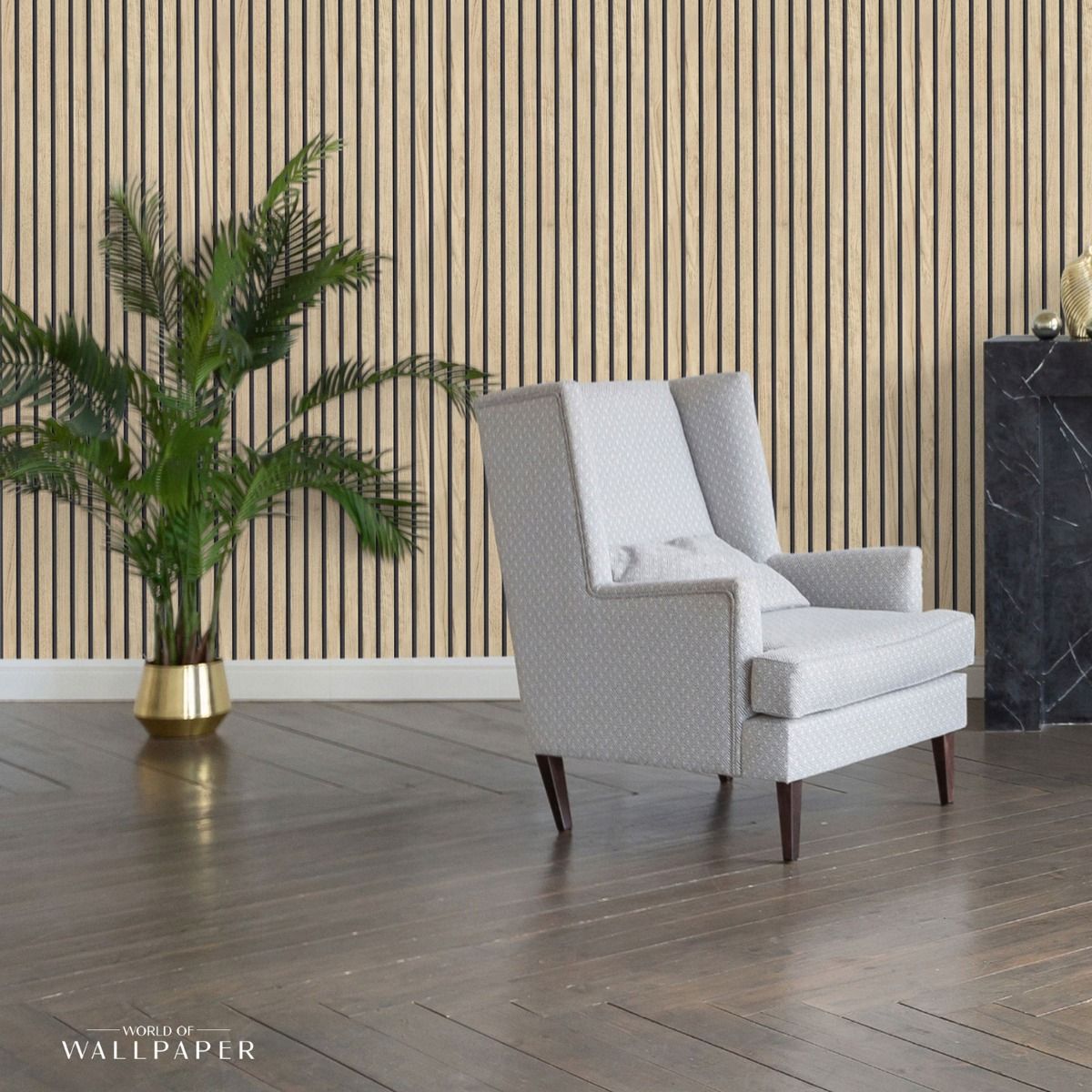 1158 - Panacea Wood Slats Wallpaper - Light Oak - Belgravia