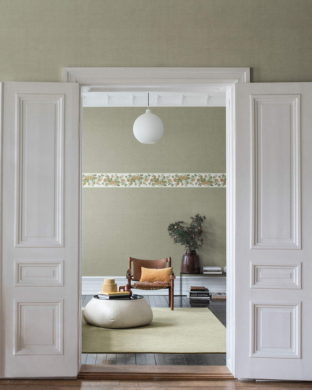 116043 - Rosdalen bard Wallpaper - Dark Champagne & Green  - Midbec
