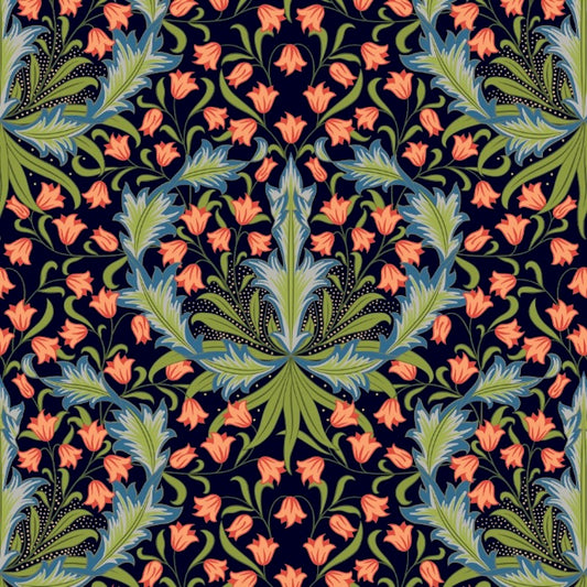 1160 - Hyacinth Wallpaper - Midnight Pink - Morris Collections