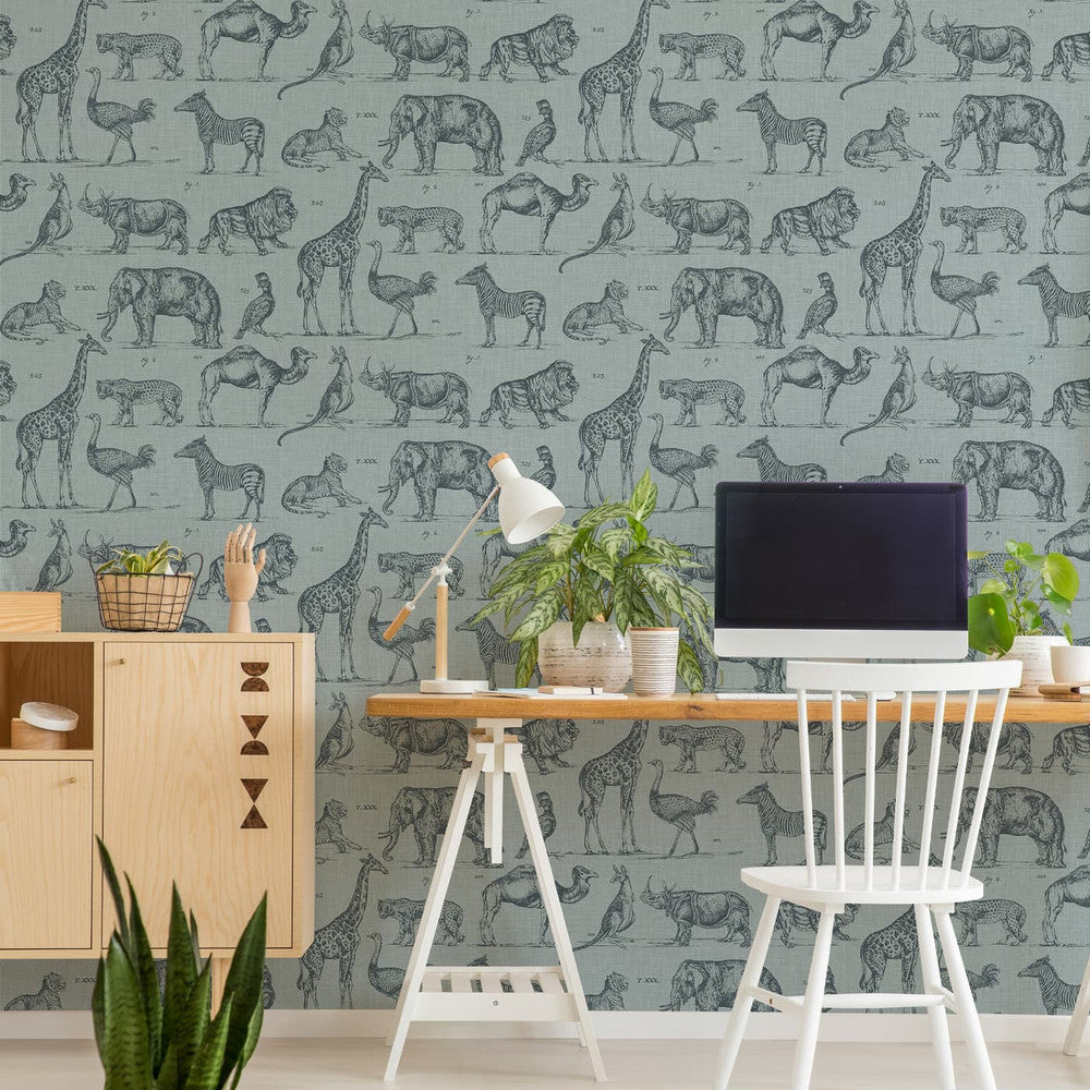 117806 - Zoology Wallpaper - Blue - Superfresco Easy