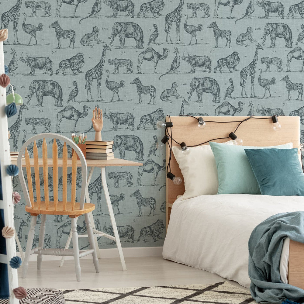 117806 - Zoology Wallpaper - Blue - Superfresco Easy
