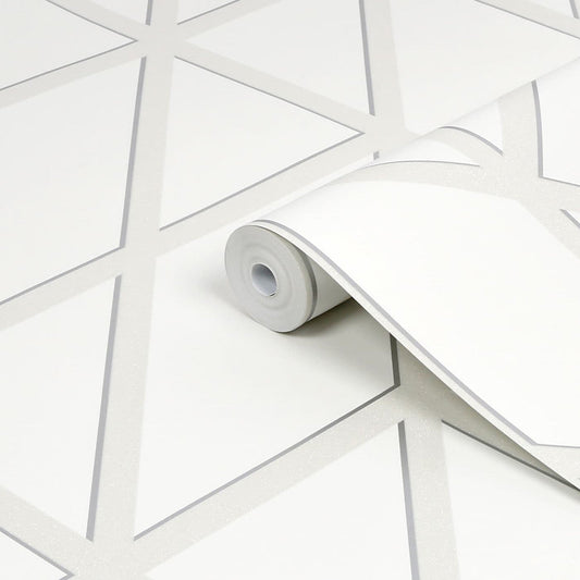 117848 - Geo Panel Wallpaper - White - Superfresco Easy
