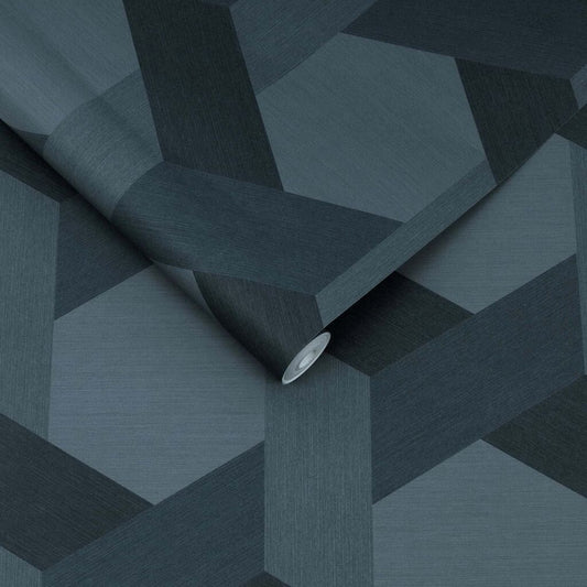 118025 - Fractal Wallpaper - Navy - Graham & Brown