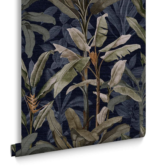 118029 - Borneo Wallpaper - Midnight - Graham & Brown