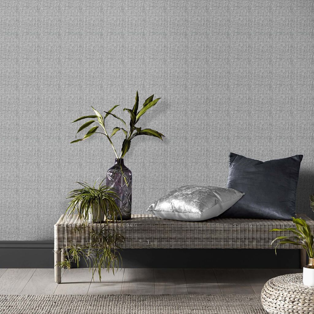 118043 - Sisal Wallpaper - Grey - Graham & Brown