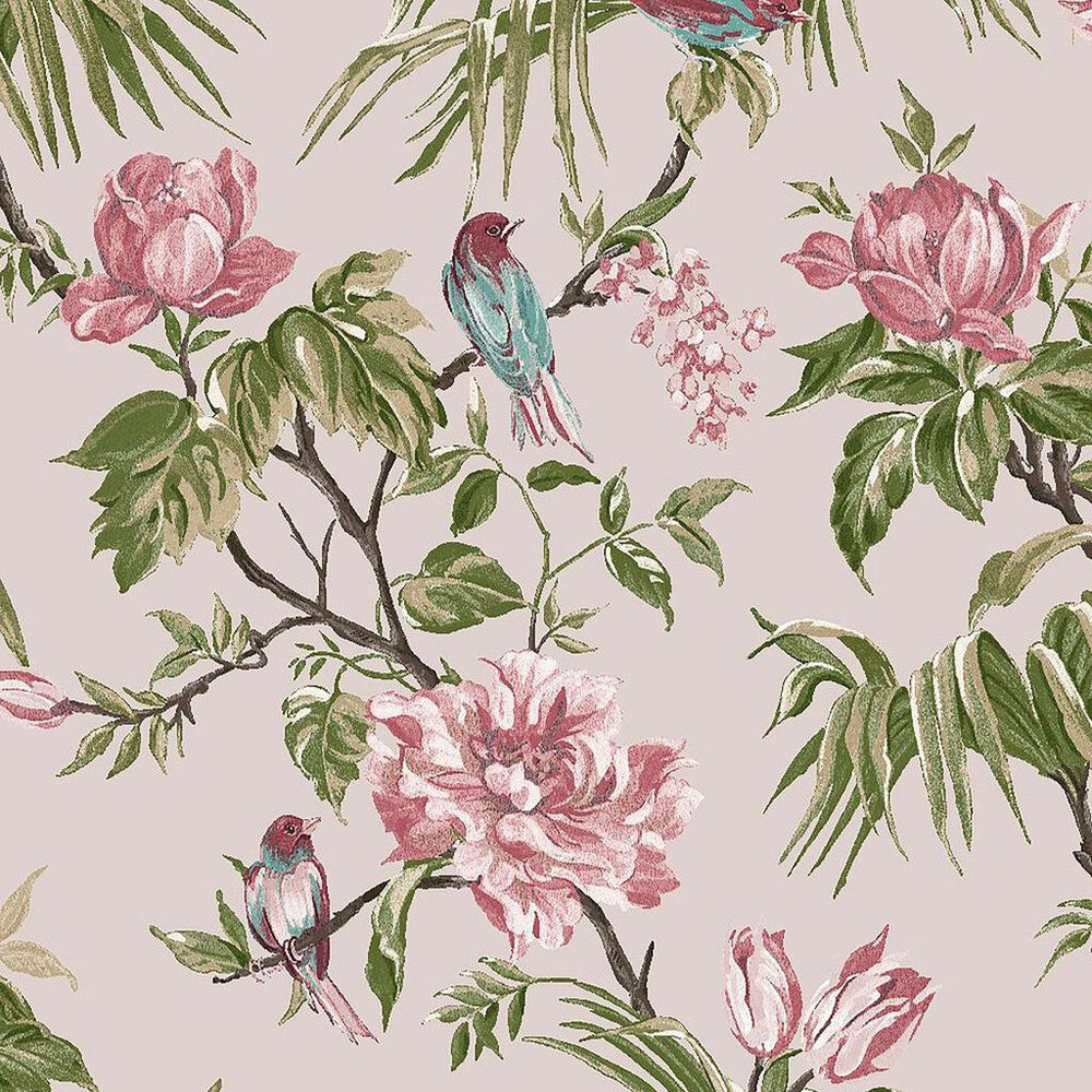 118255 - Birds & Blooms Wallpaper - Mauve - Next