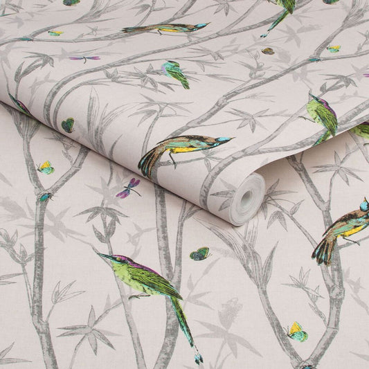118266 - Chinoiserie Bird Trail Wallpaper - Natural - Next