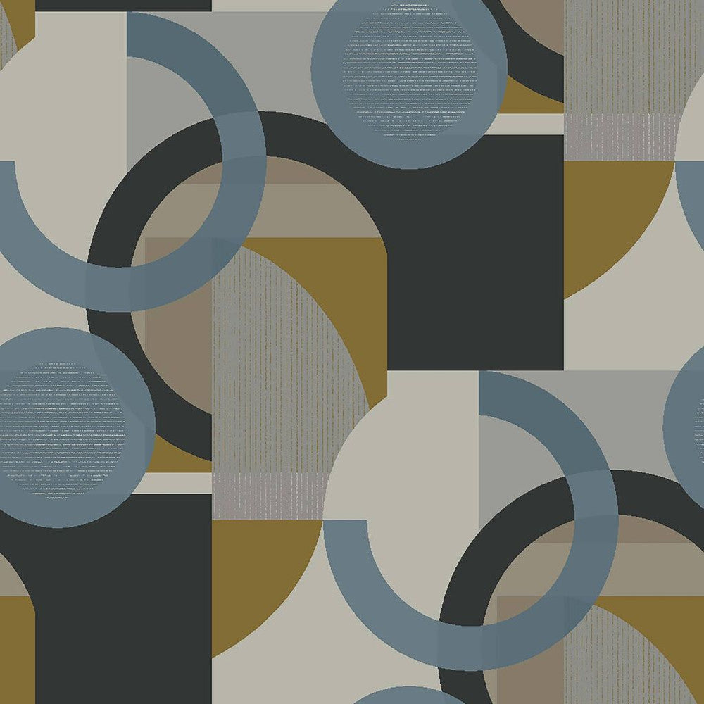 118280 - Retro Shapes Geo Wallpaper - Blues - Next