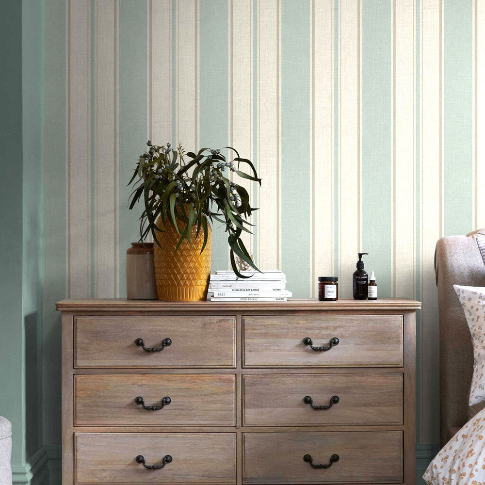 118291 - Country Stripe Wallpaper - Duck Egg - Next