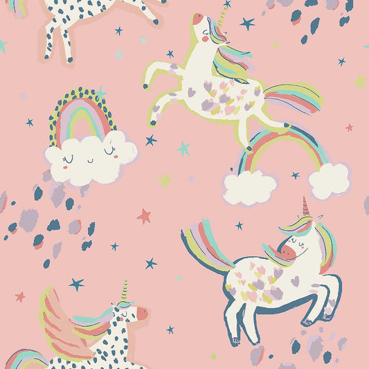 118328 - Party Unicorn Wallpaper - Pink - Next