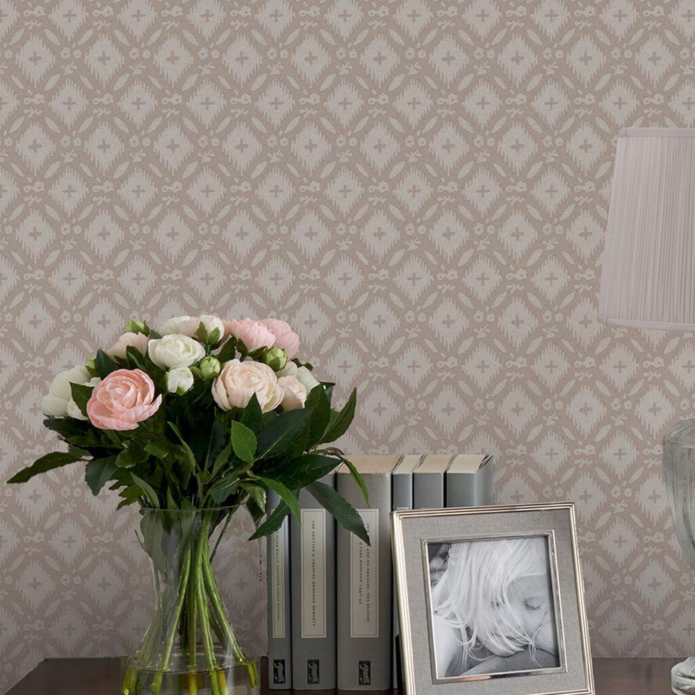 118474 - Whitebrook Wallpaper - Dove Grey - Laura Ashley