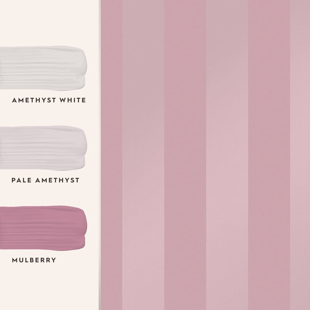 118477 - Lille Pearlescent Stripe Wallpaper - Mulberry Purple - Laura Ashley