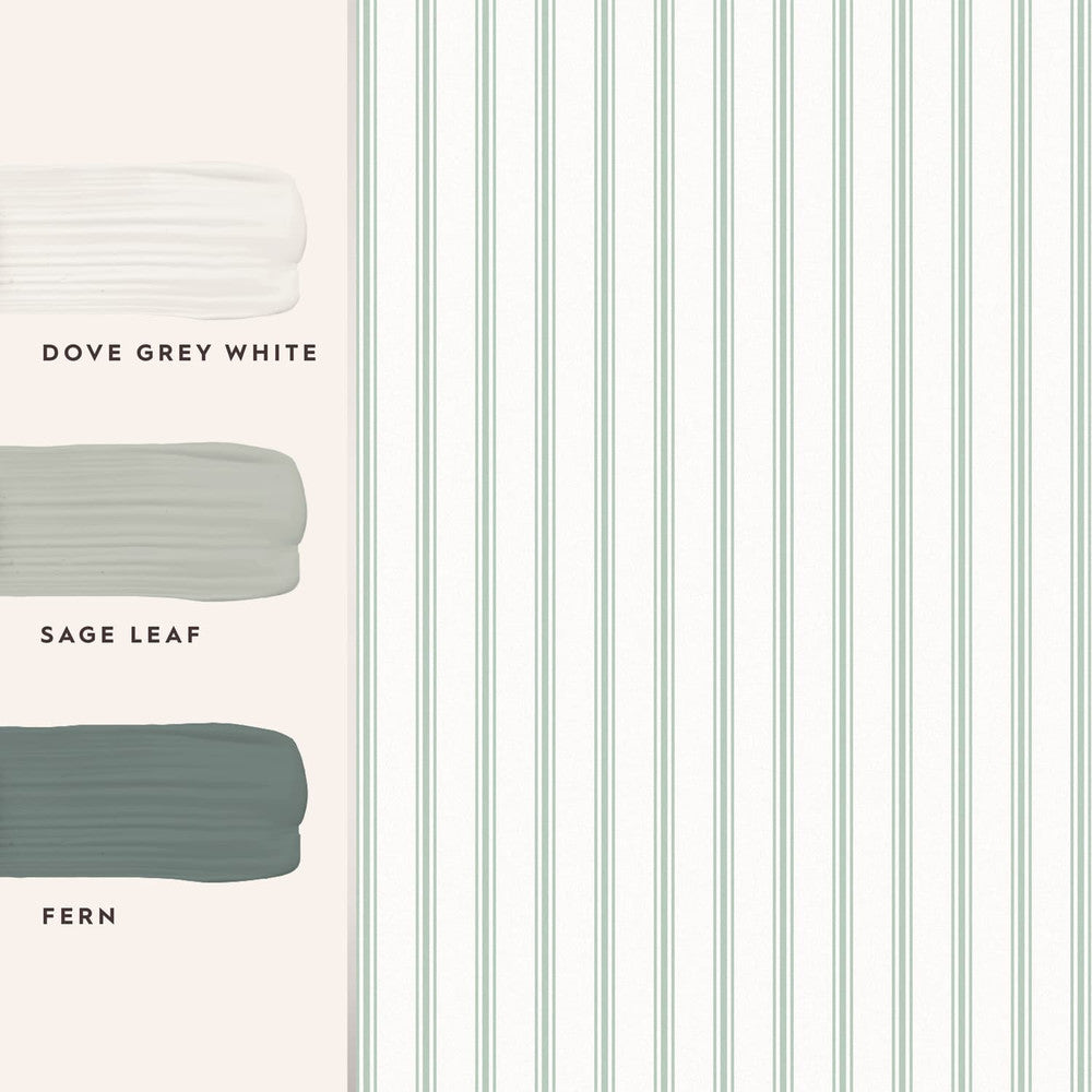 118483 - Farnworth Stripe Wallpaper - Sage Green - Laura Ashley