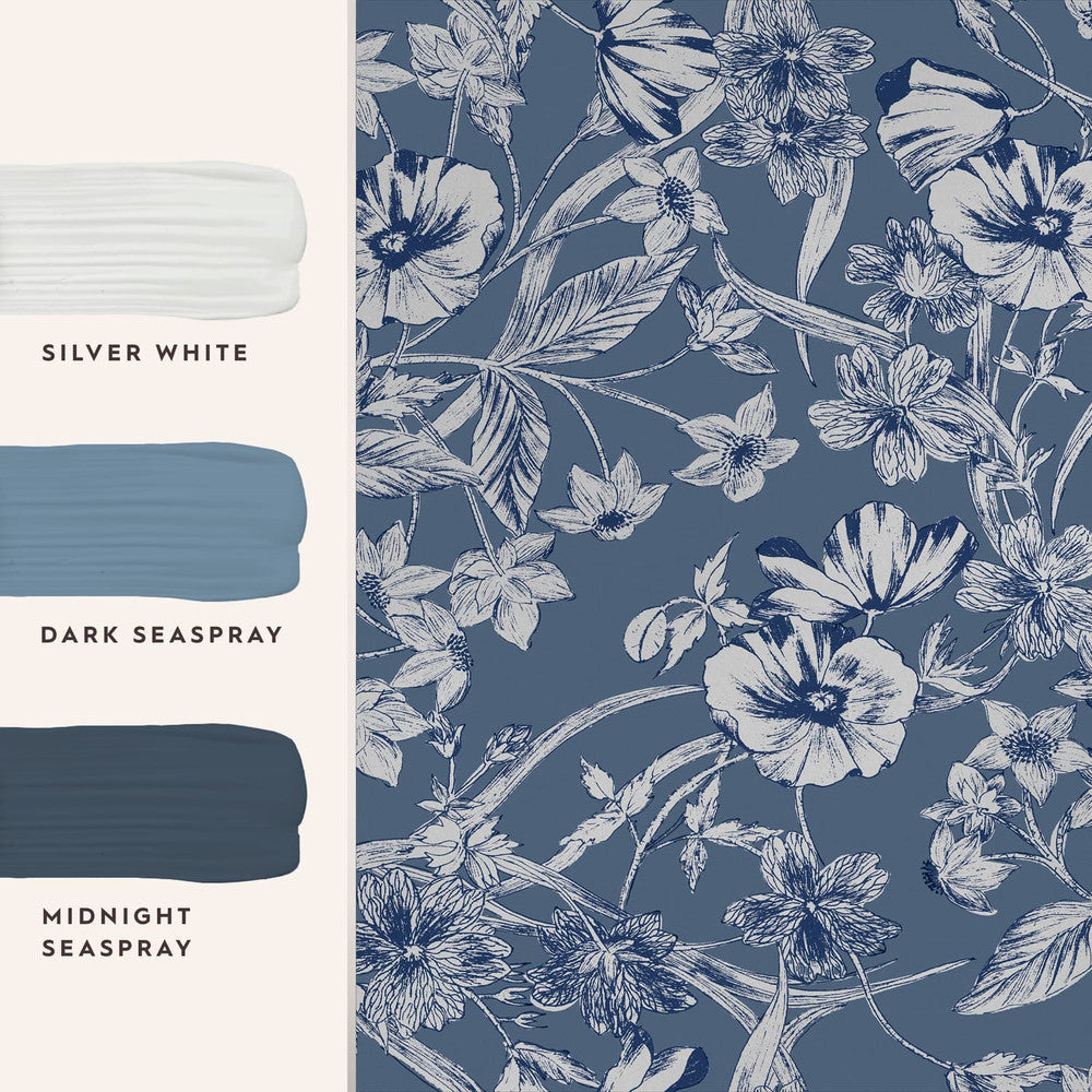 118486 - Summerhill Wallpaper - Midnight Blue - Laura Ashley
