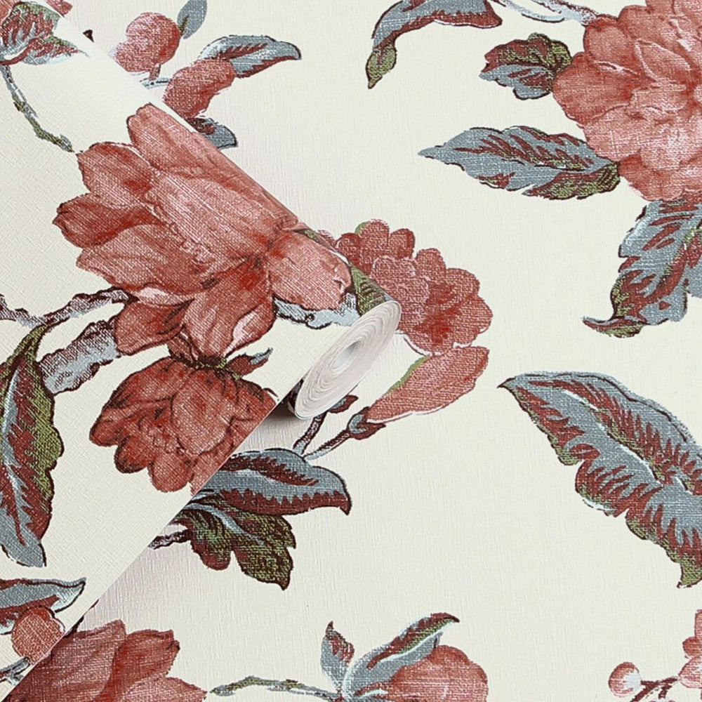 118488 - Minera Wallpaper - Crimson Red - Laura Ashley