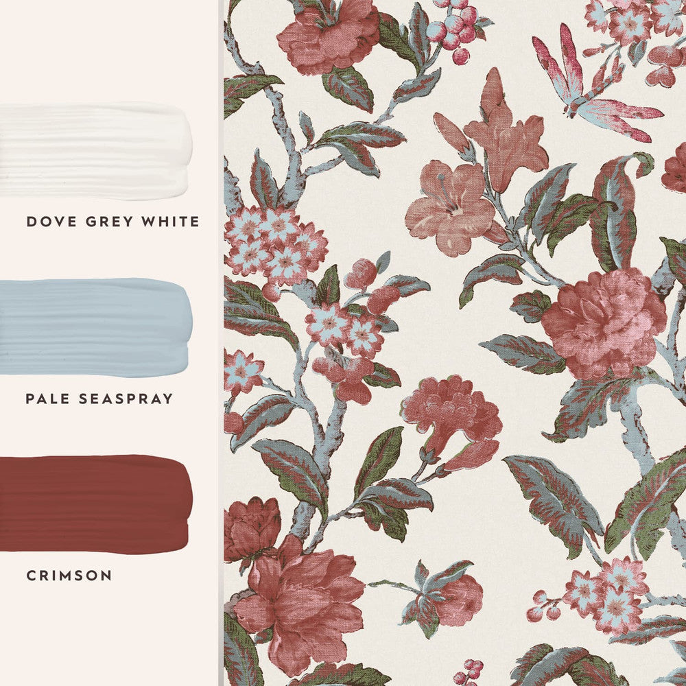 118488 - Minera Wallpaper - Crimson Red - Laura Ashley