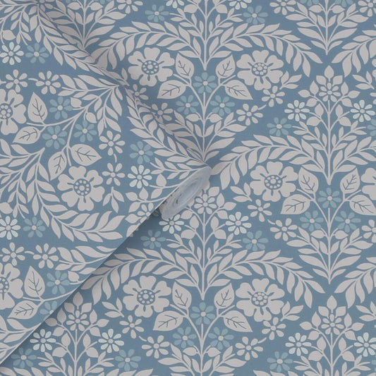 118489 - Margam Wallpaper - Newport Blue - Laura Ashley