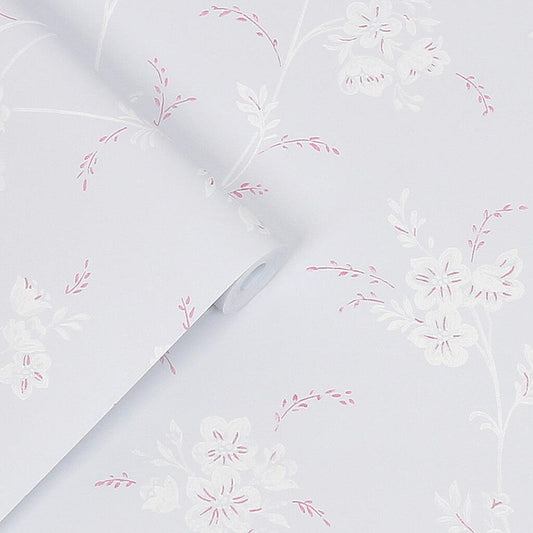 118493 - Eva Floral Wallpaper - Sugared Grey - Laura Ashley