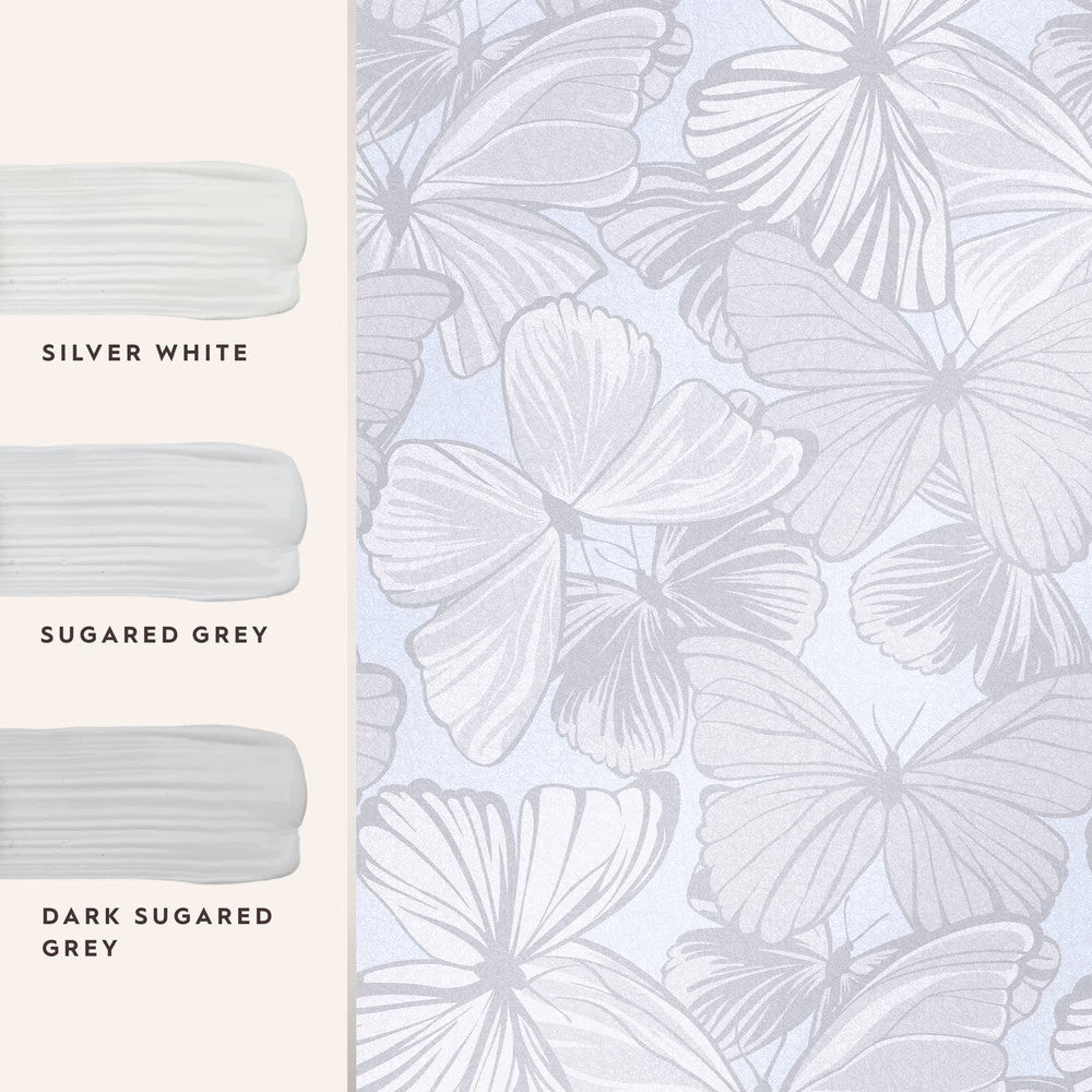 118496 - Butterfly Garden Wallpaper - Sugared Grey - Laura Ashley