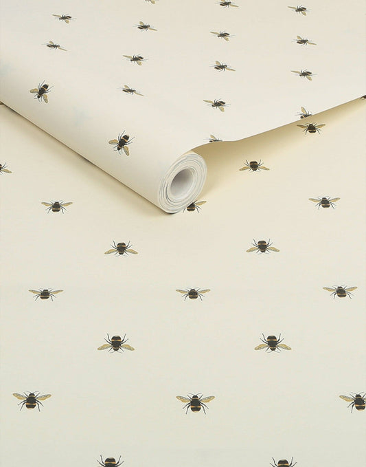 118544 - Botanical Bee Wallpaper - Cream - Joules