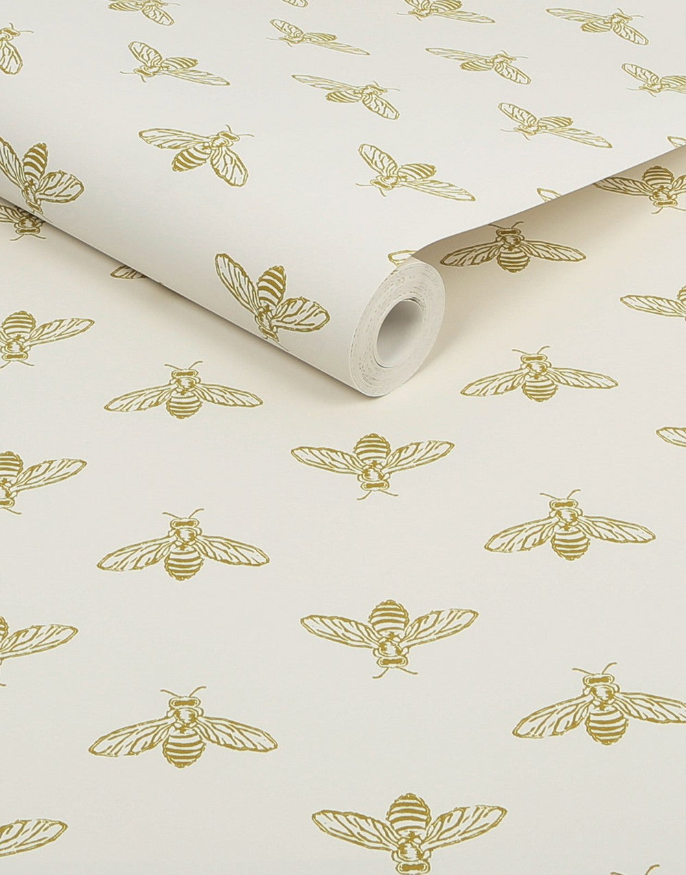 118547 - Block Print Bee Wallpaper - Antique Gold - Joules