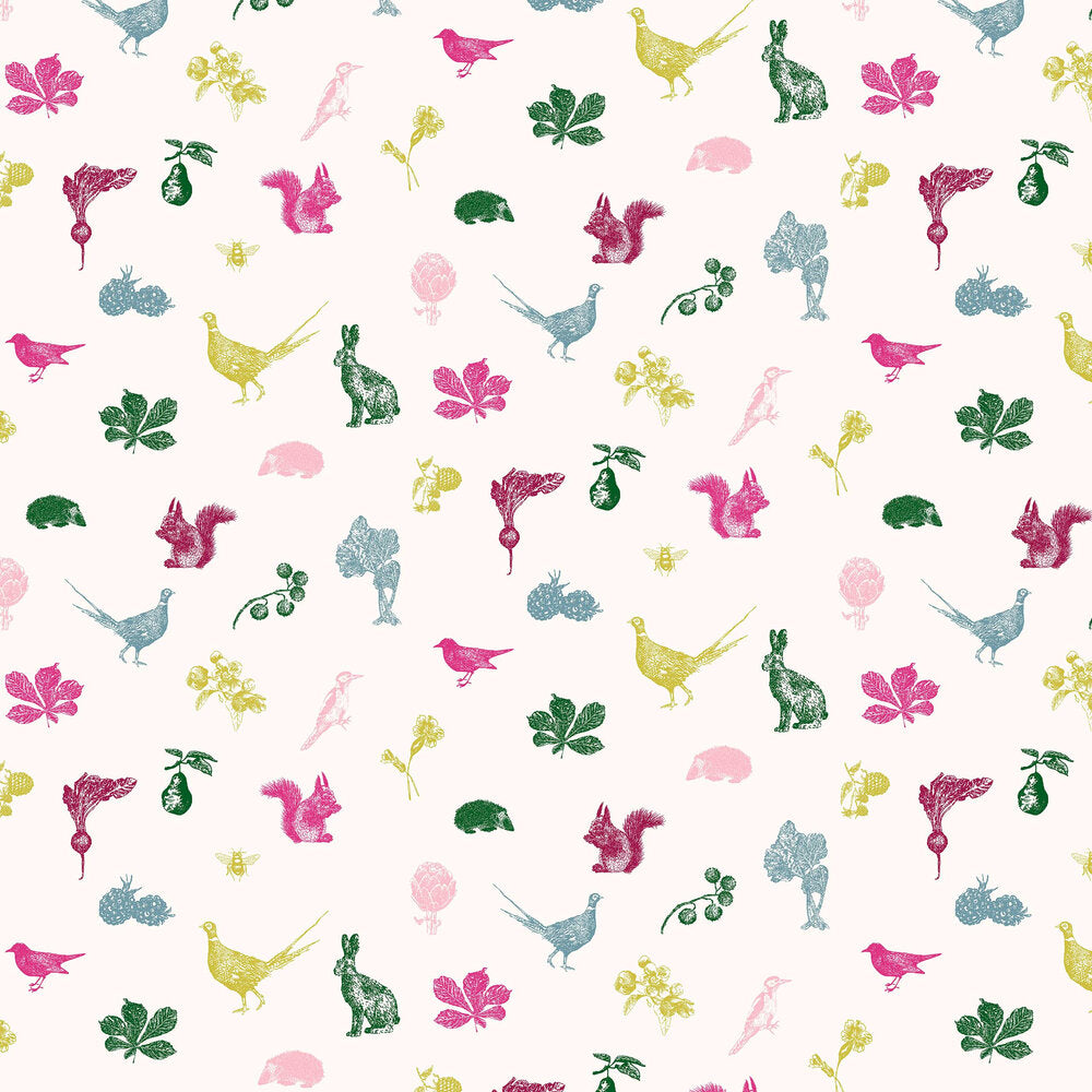 118553 - Etched Woodland Wallpaper - Cream Multi - Joules