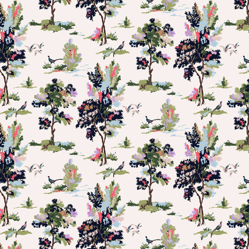 118563 - Woodland Scene Dawn Wallpaper - Grey - Joules