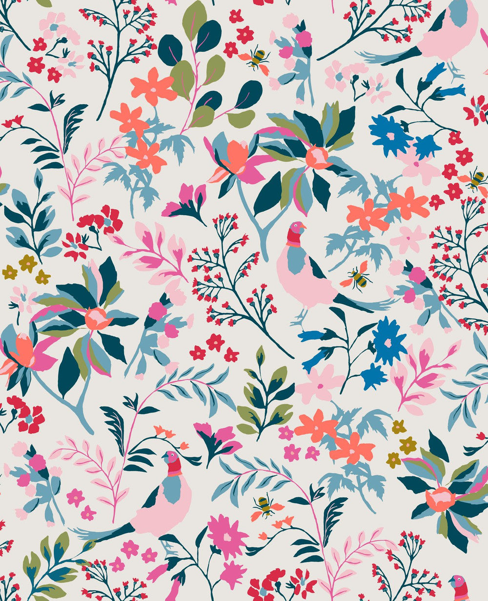 118569 - Fields Edge Floral Wallpaper - Antique Cream - Joules