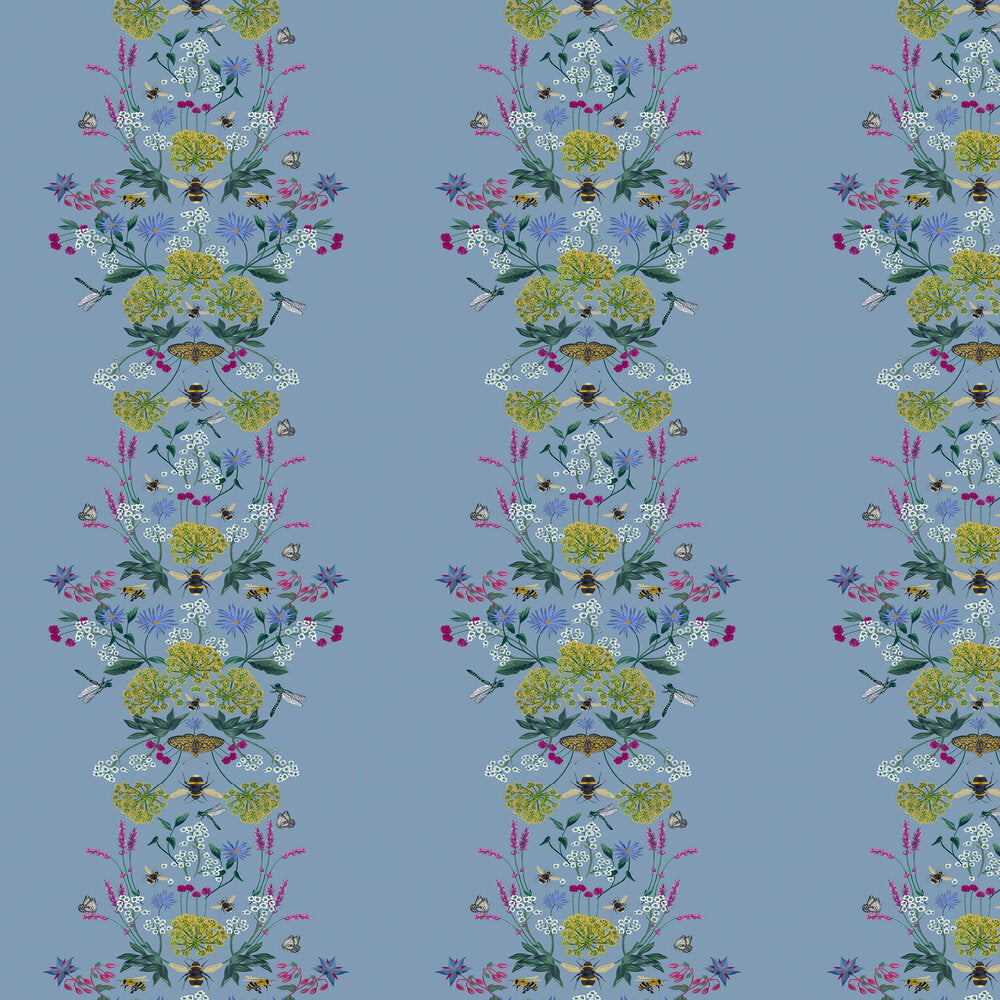118577 - Perfect Pollinators Wallpaper - Haze Blue - Joules