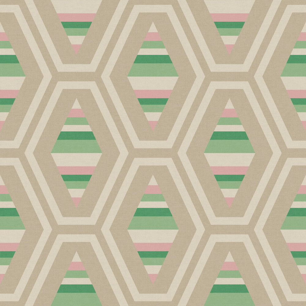 118581 - Hallaton Kilim Garden Wallpaper - Green - Joules
