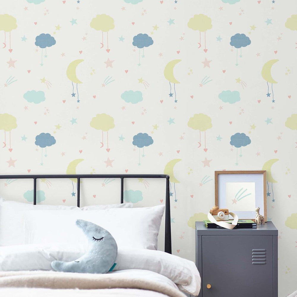 118593 - Moon & Stars Wallpaper - Pastel - Next