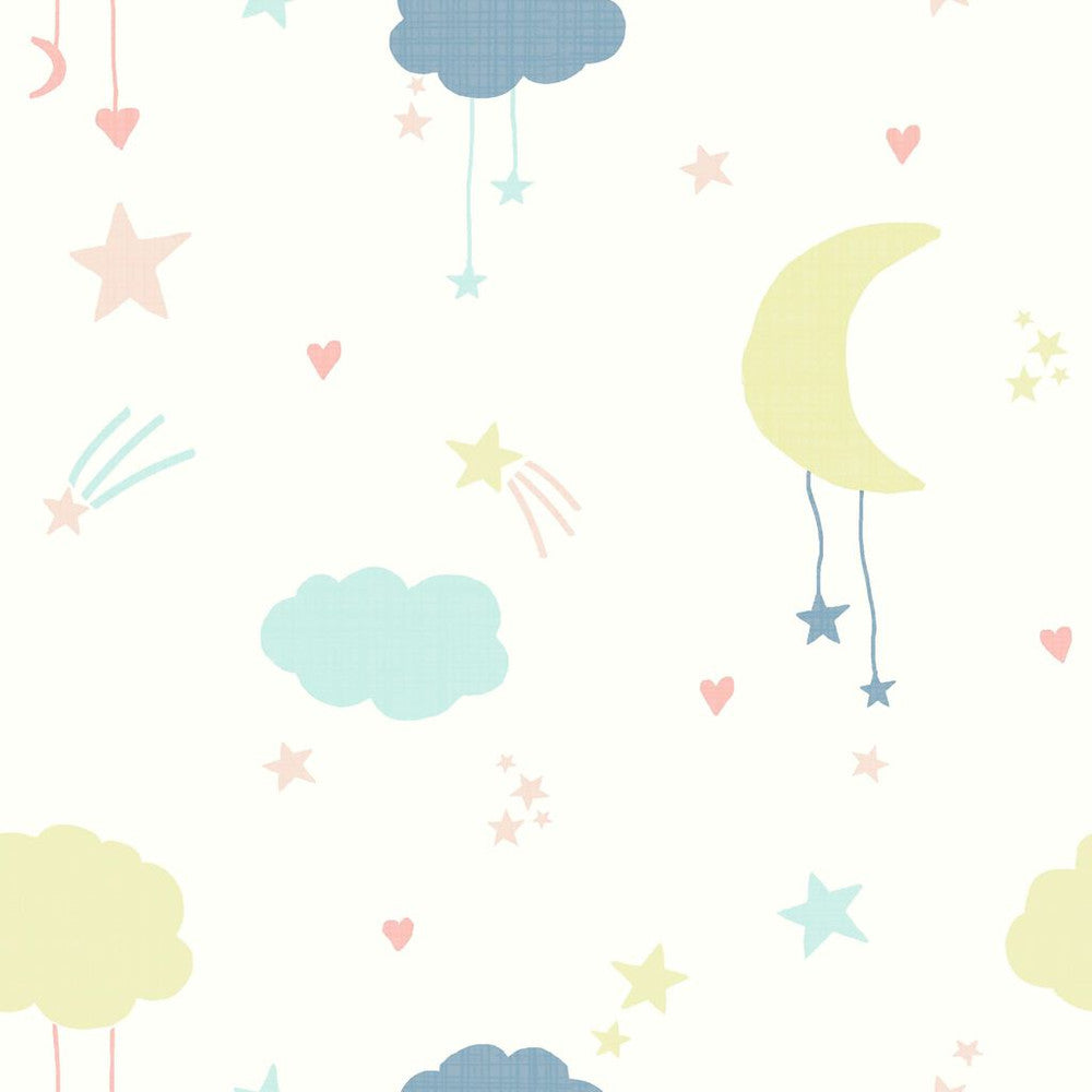 118593 - Moon & Stars Wallpaper - Pastel - Next