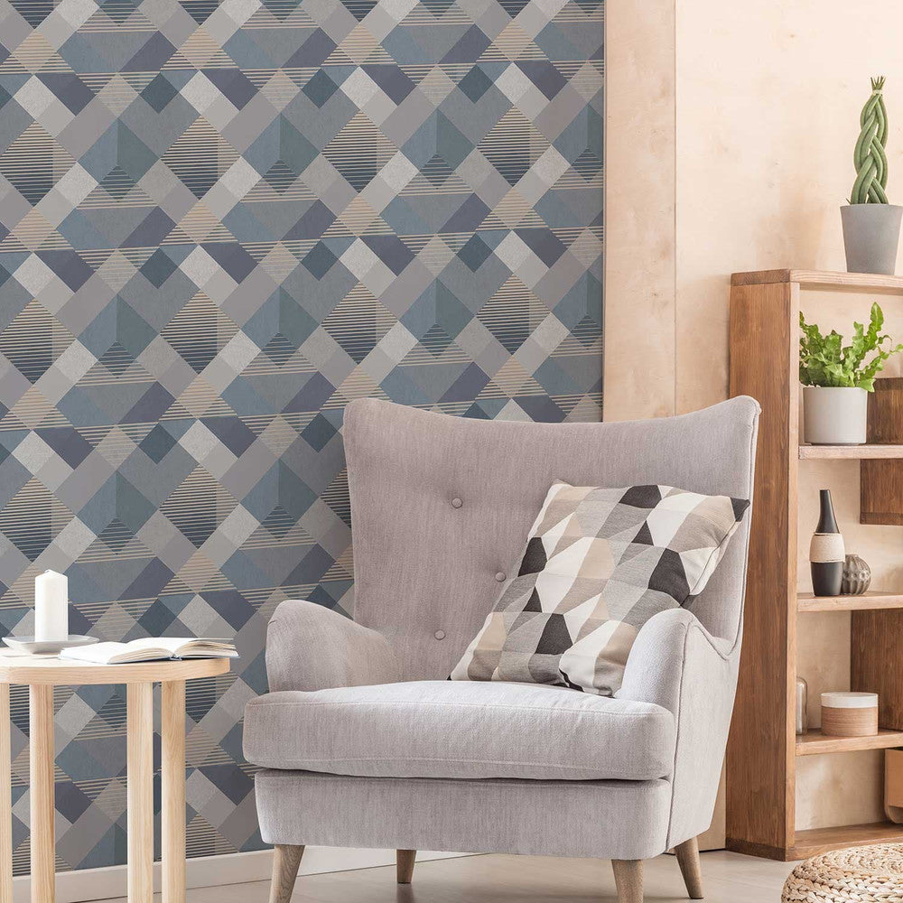 118707 - Kaleidoscope Wallpaper - Denim - Superfresco Easy