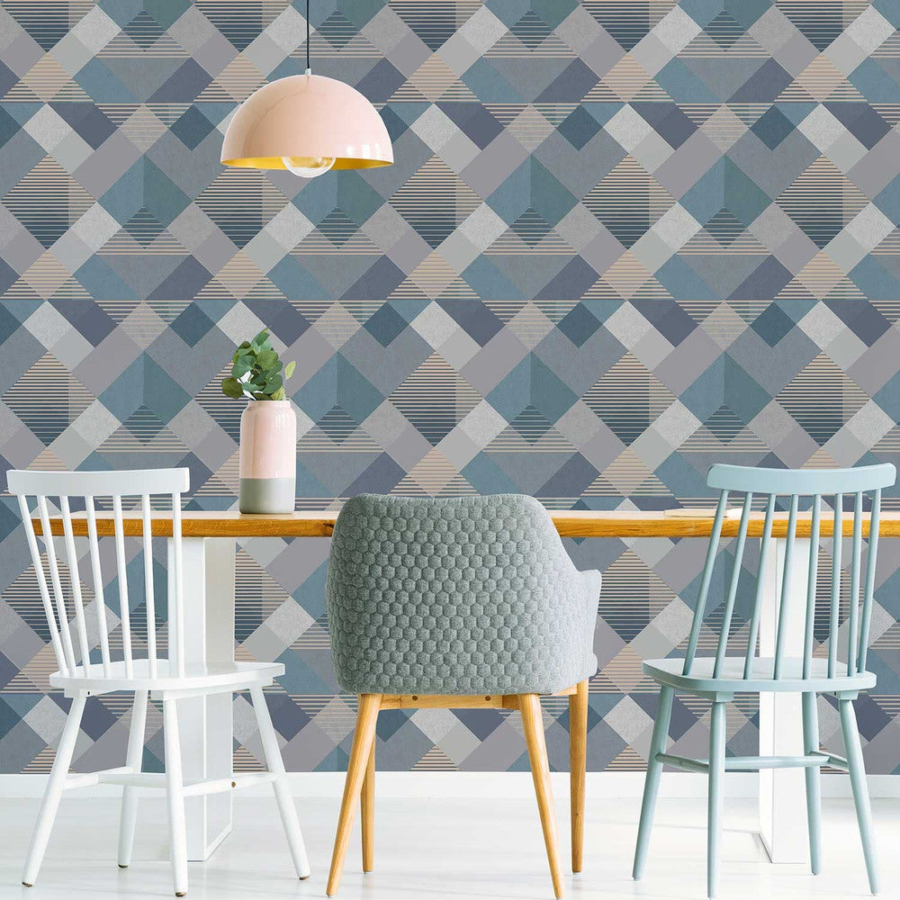 118707 - Kaleidoscope Wallpaper - Denim - Superfresco Easy