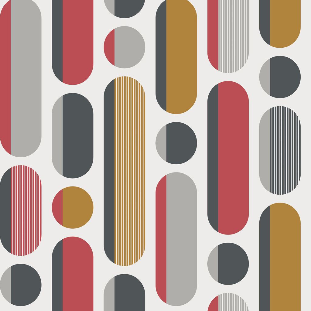 118719 - Morse Wallpaper - Red & Grey & Mustard - Envy