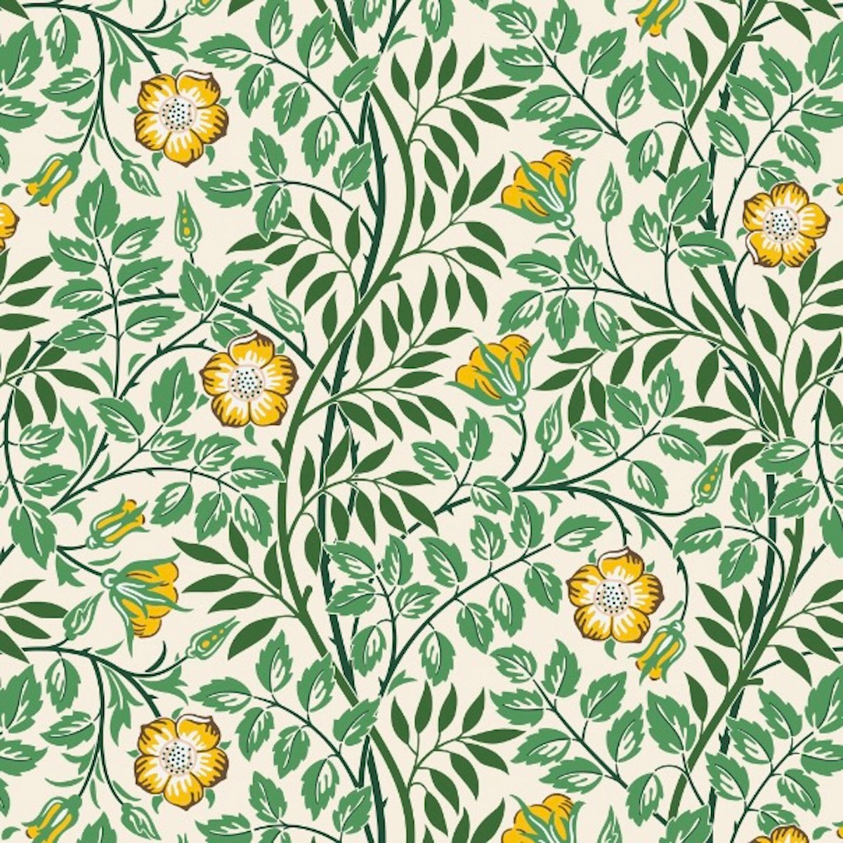 1191 - Rosehip Wallpaper - Light Green Yellow - Morris Collections