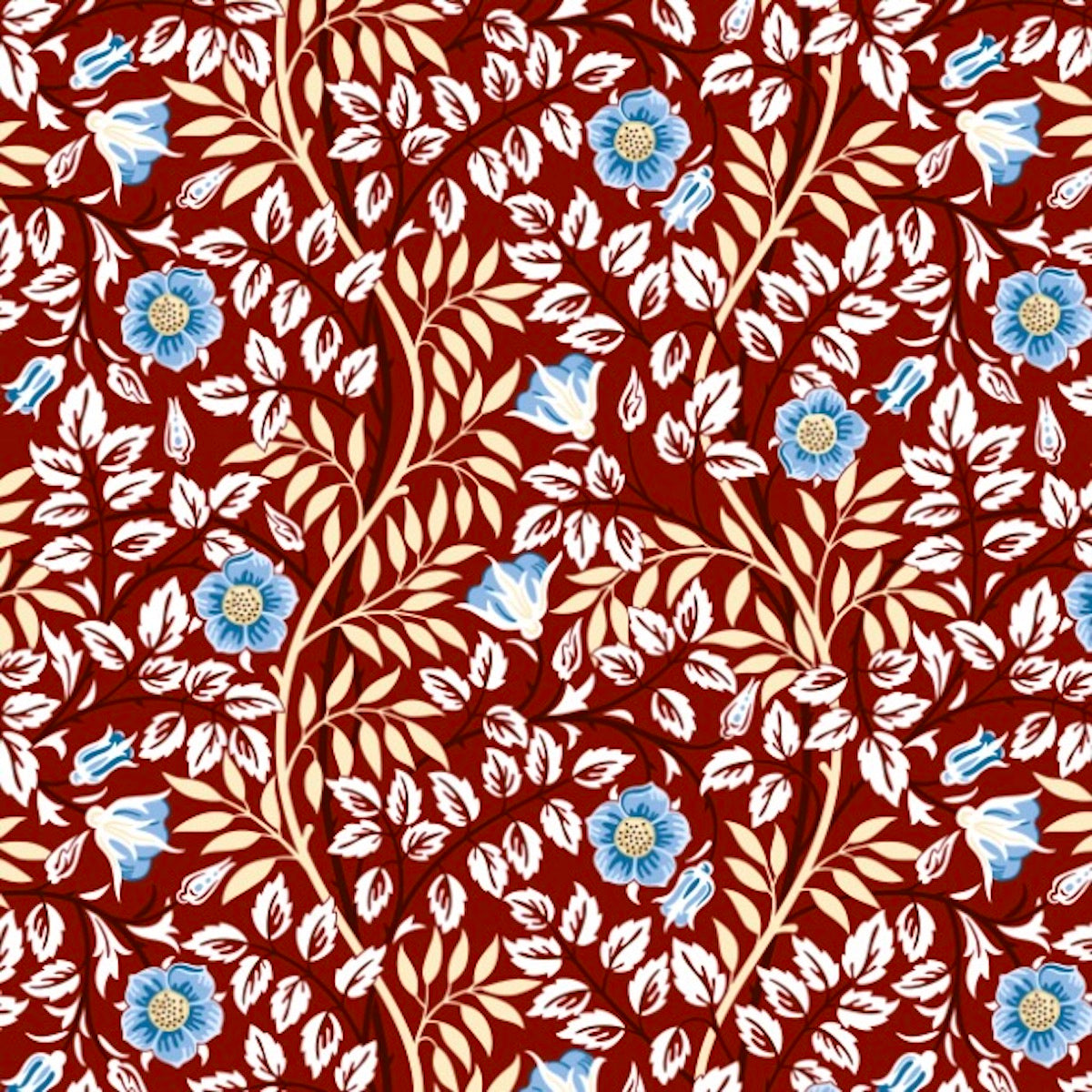 1193 - Rosehip Wallpaper - Burgundy Blue - Morris Collections