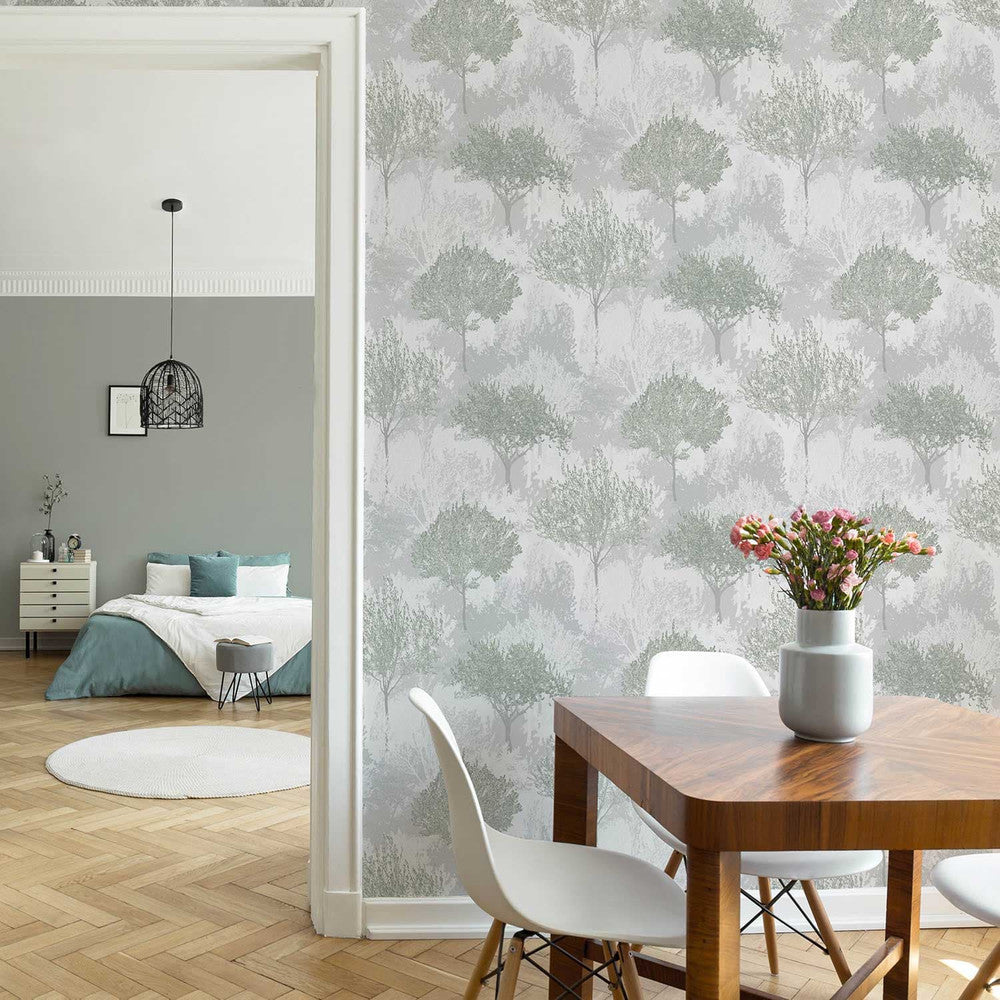 119560 - Birch Wallpaper - Sage - Superfresco Easy