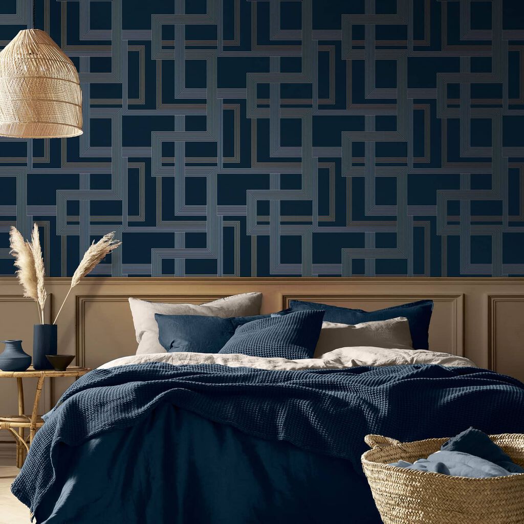 119682 - Entwine Wallpaper - Navy - Graham & Brown
