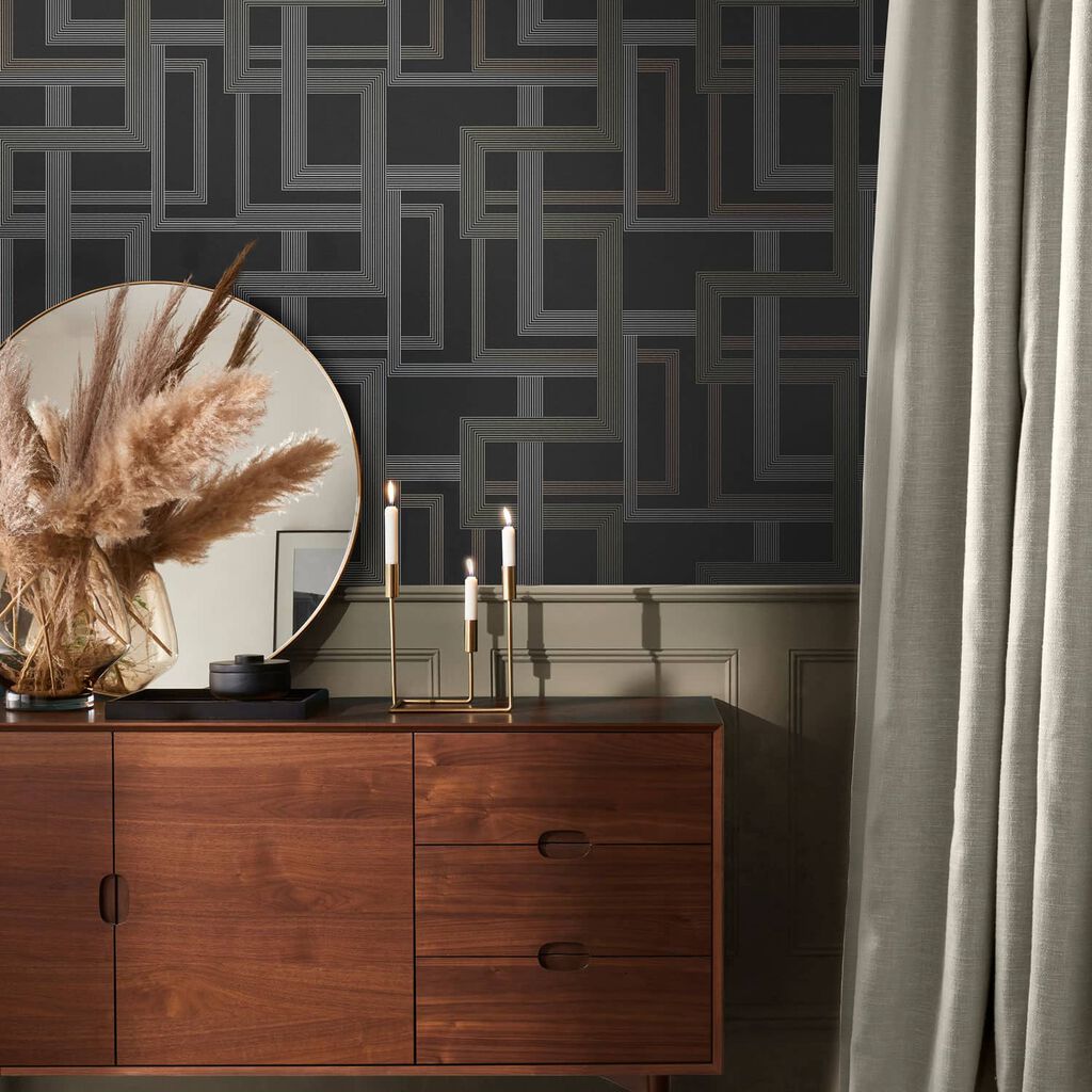 119683 - Entwine Wallpaper - Charcoal - Graham & Brown