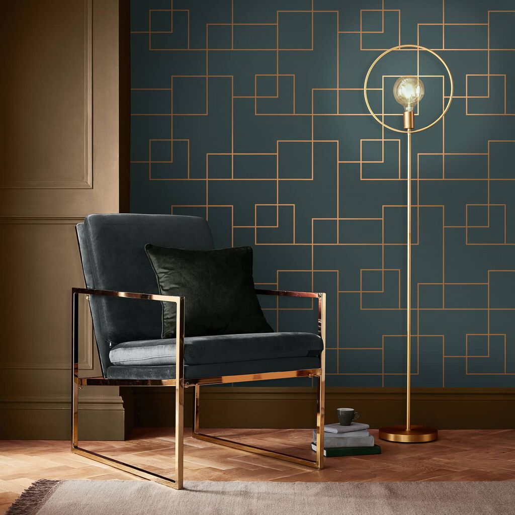 119690 - Primo Wallpaper - Teal - Graham & Brown