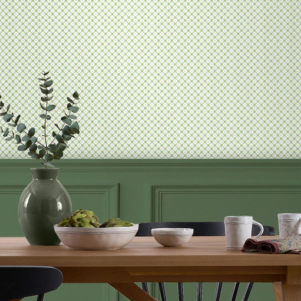 119848 - Wickerwork Wallpaper - Leaf Green - Laura Ashley