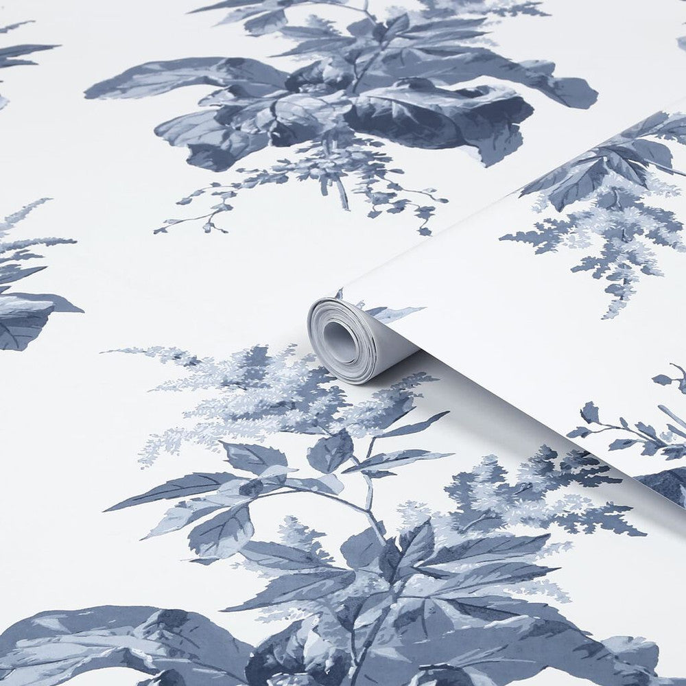 119851 - Narberth Wallpaper - Midnight Seaspray Blue - Laura Ashley