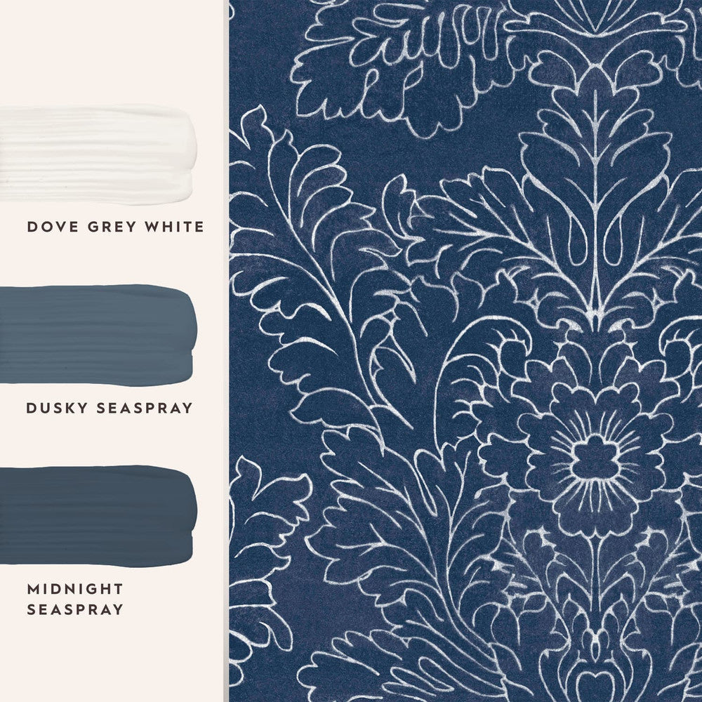 119852 - Silchester Wallpaper - Midnight Seaspray Blue - Laura Ashley