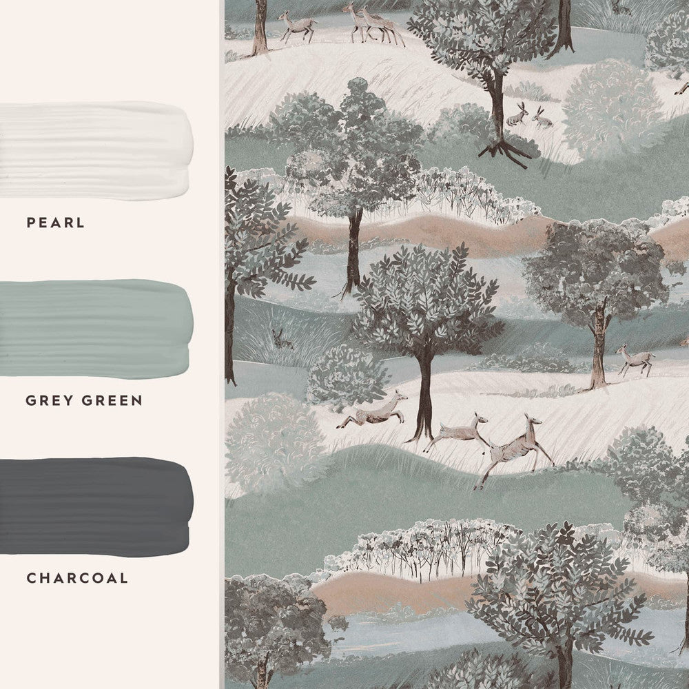 119858 - Hartingdon Wallpaper - Jade Green - Laura Ashley