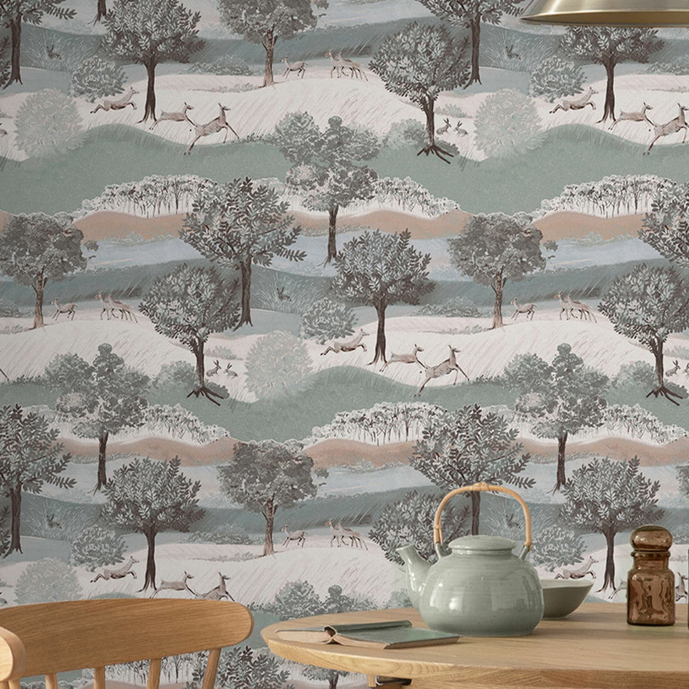 119858 - Hartingdon Wallpaper - Jade Green - Laura Ashley