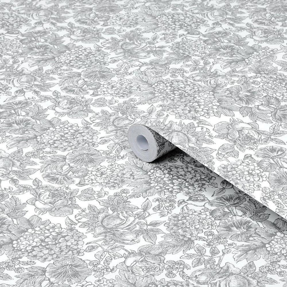 119859 - Louise Wallpaper - Slate Grey - Laura Ashley