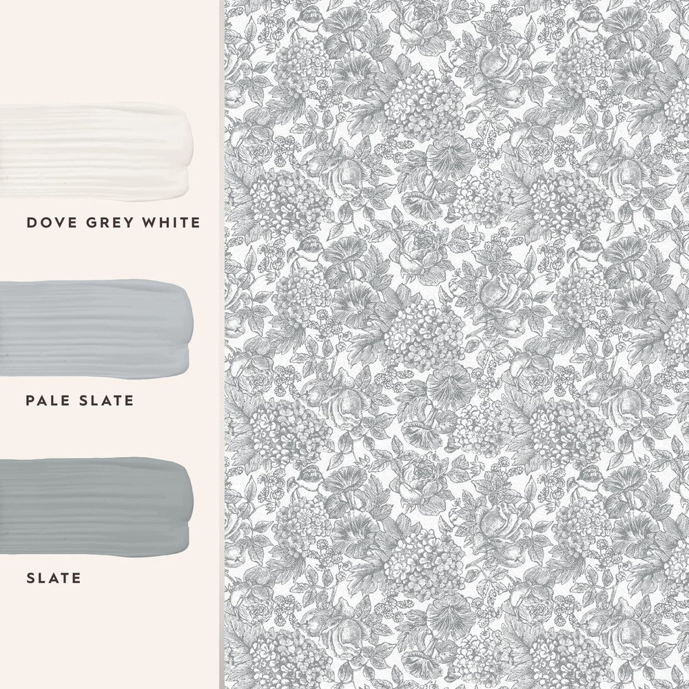 119859 - Louise Wallpaper - Slate Grey - Laura Ashley
