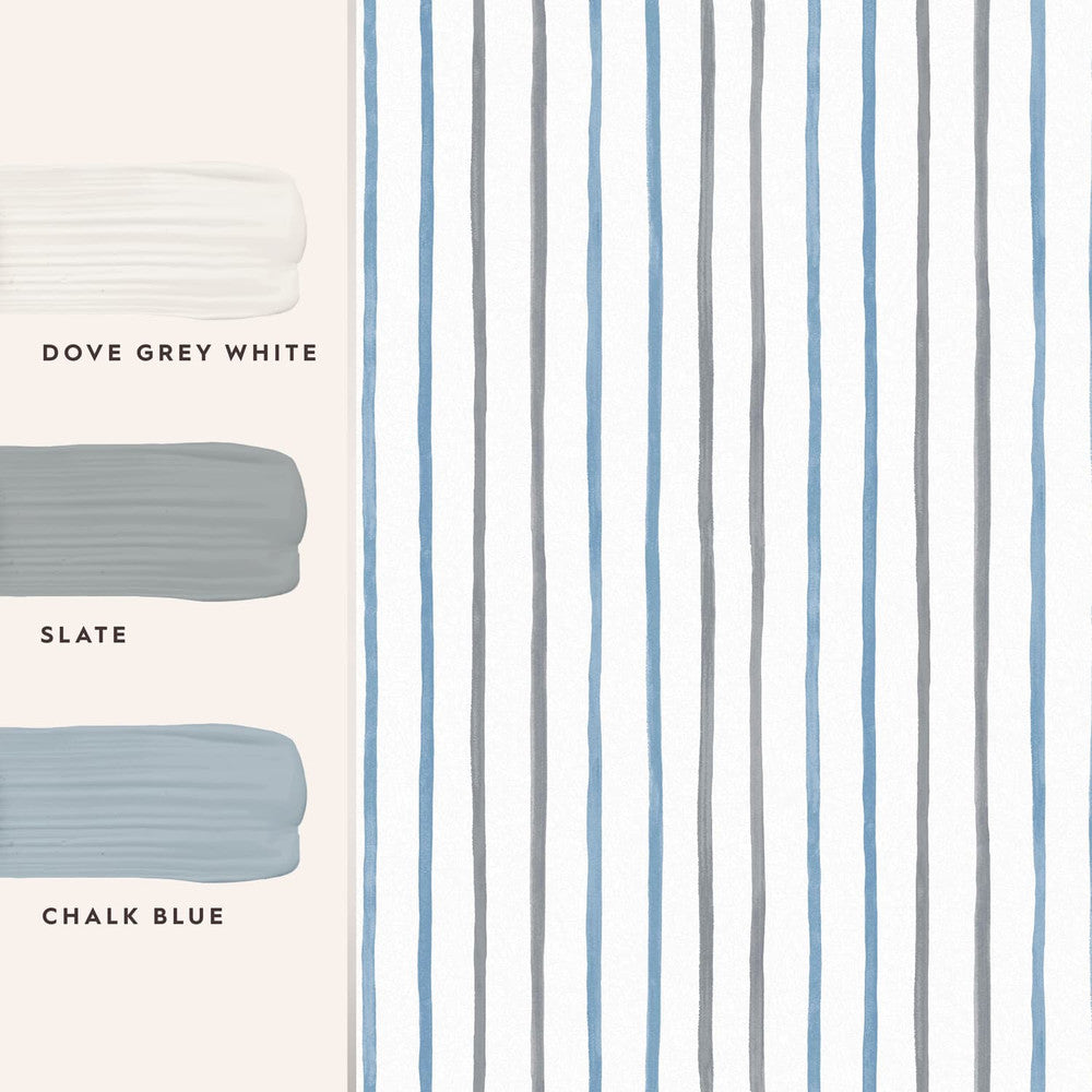 119863 - Painterly Stripe Wallpaper - Blue - Laura Ashley