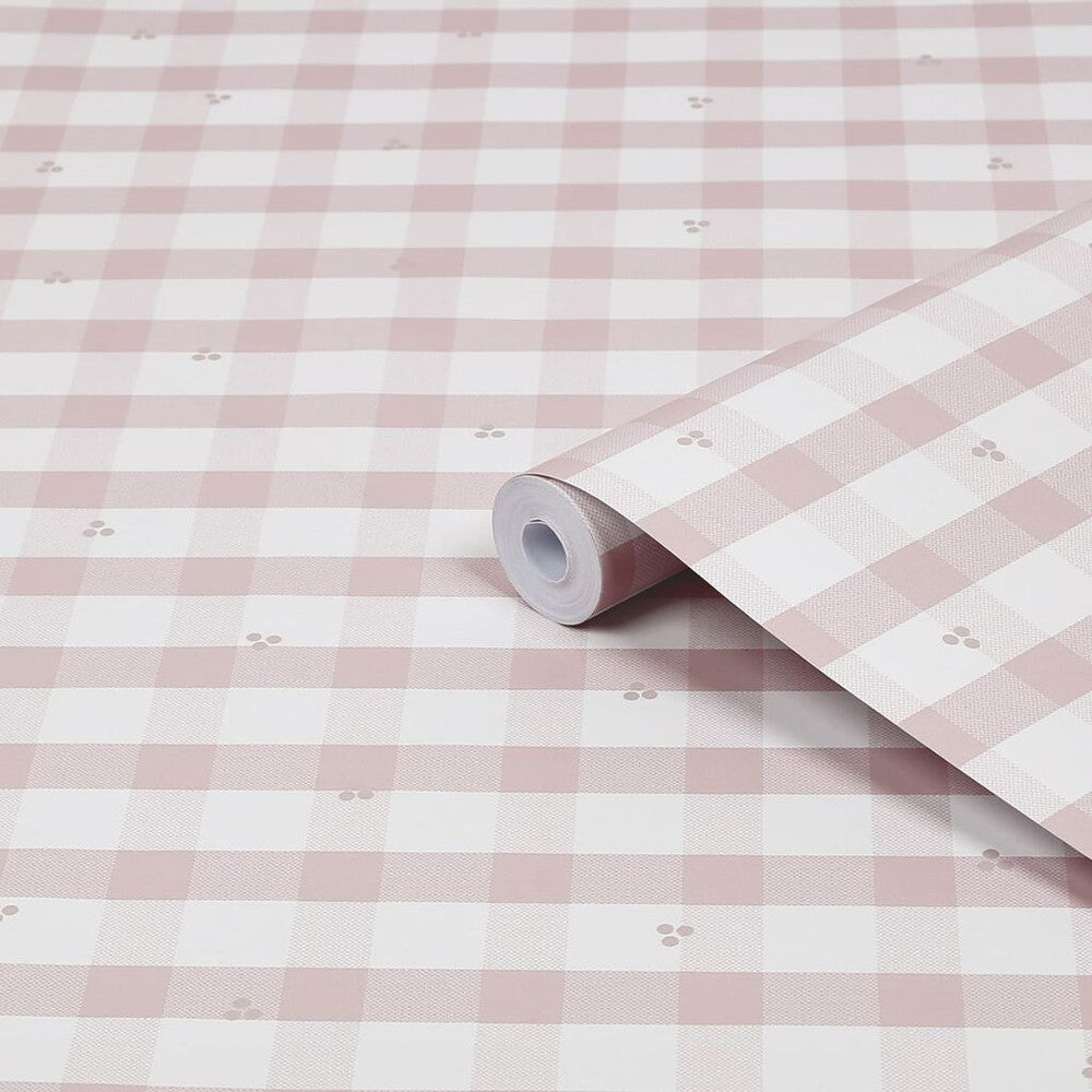 119865 - Gingham Pale Wallpaper - Amethyst Purple - Laura Ashley